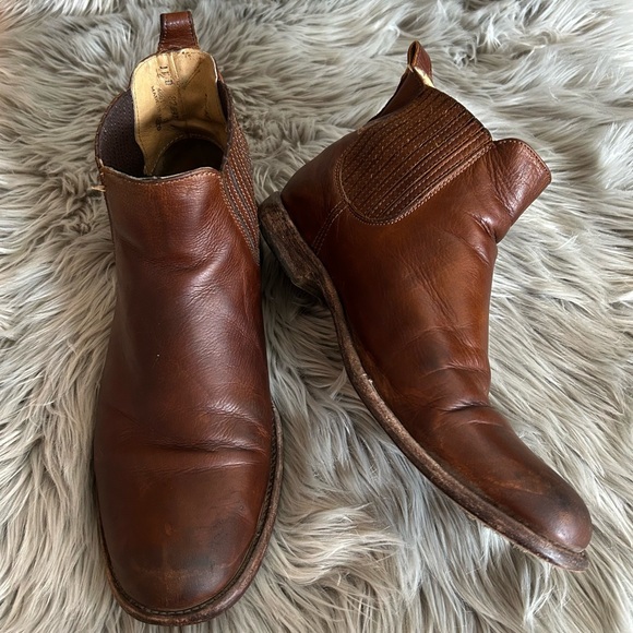 Frye Phillip Brown Leather Chelsea Pull-On Ankle Boots 11 D - Picture 1 of 12